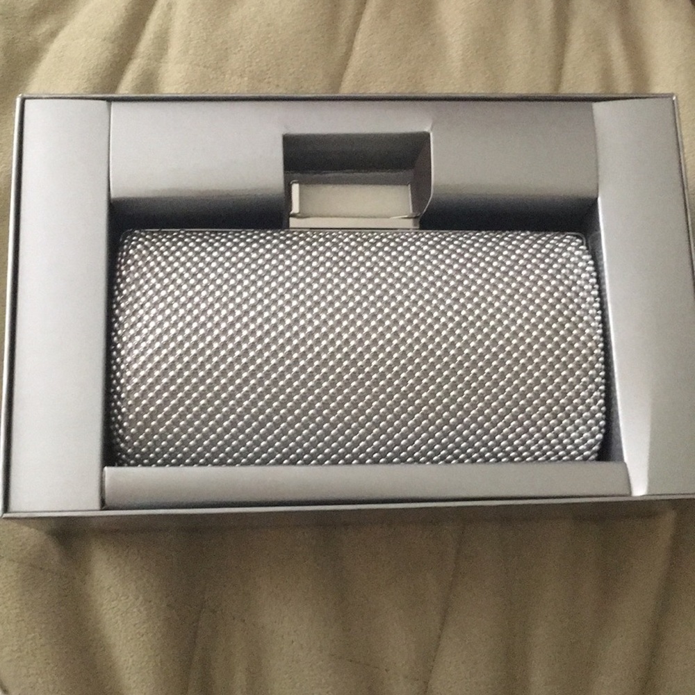Jessica MC Clintock Silver Mesh Clutch